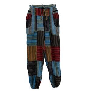 Kathmandu Boho Hippie Patchwork Pull On Jogger Pants Size S/M Peace Free Spirit